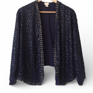 H&M  Sequin Open Front Cardigan Blue Size 6.